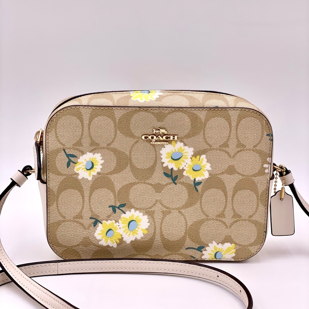 Coach Mini Camera Bag Crossbody with Daisy Print